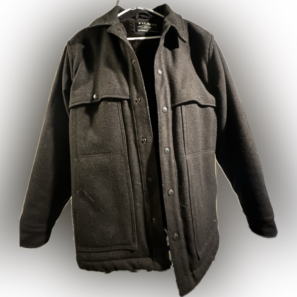 Filson lined wool cape coat Black